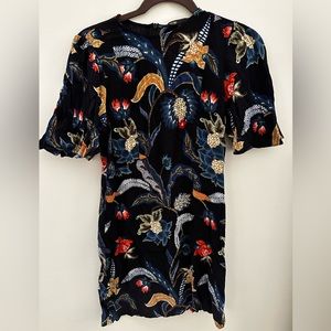 MAJE Rimbaud Baroque Print Dress Navy Blue 2